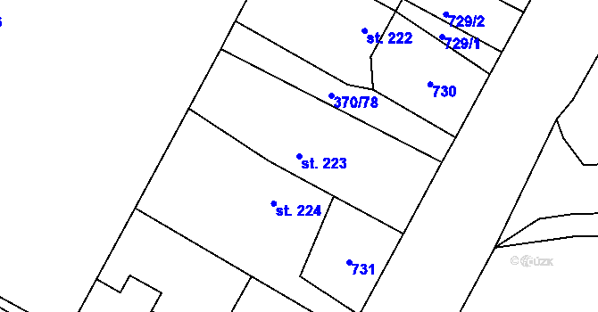Parcela st. 223 v KÚ Čeperka, Katastrální mapa