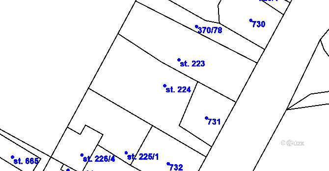 Parcela st. 224 v KÚ Čeperka, Katastrální mapa
