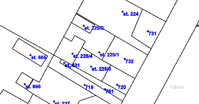 Parcela st. 225 v KÚ Čeperka, Katastrální mapa