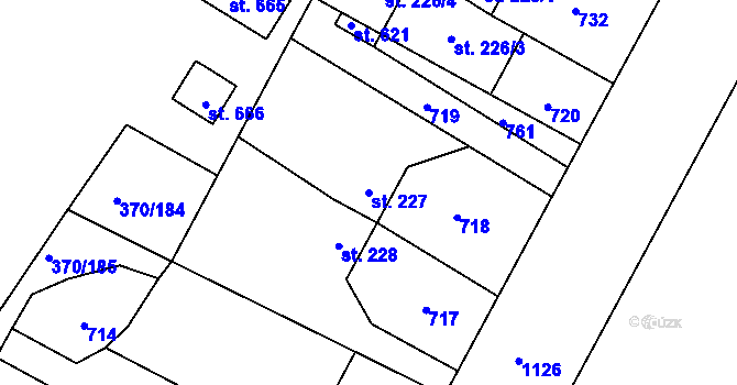 Parcela st. 227 v KÚ Čeperka, Katastrální mapa