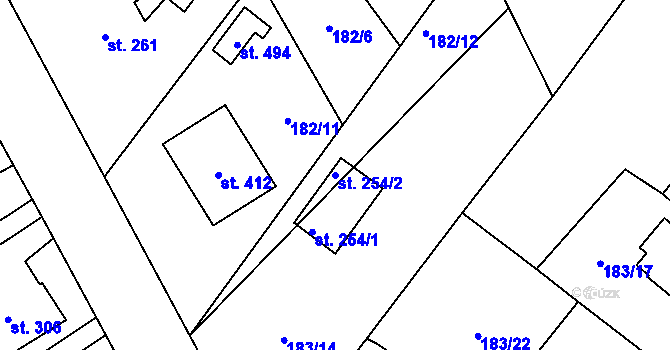 Parcela st. 254/2 v KÚ Čeperka, Katastrální mapa