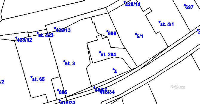 Parcela st. 294 v KÚ Čeperka, Katastrální mapa