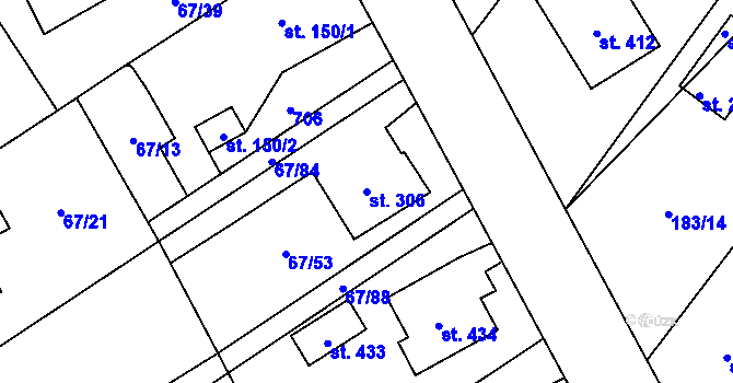 Parcela st. 306 v KÚ Čeperka, Katastrální mapa