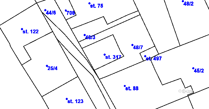 Parcela st. 317 v KÚ Čeperka, Katastrální mapa