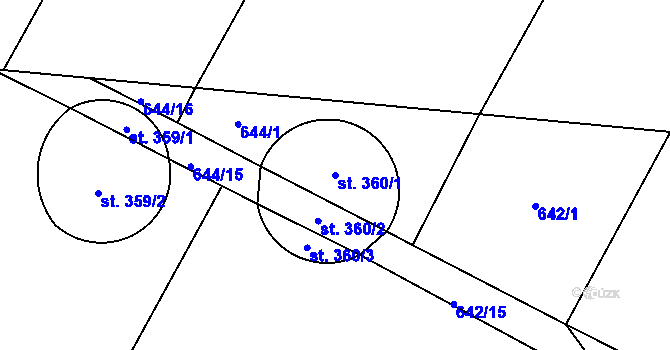 Parcela st. 360/1 v KÚ Čeperka, Katastrální mapa