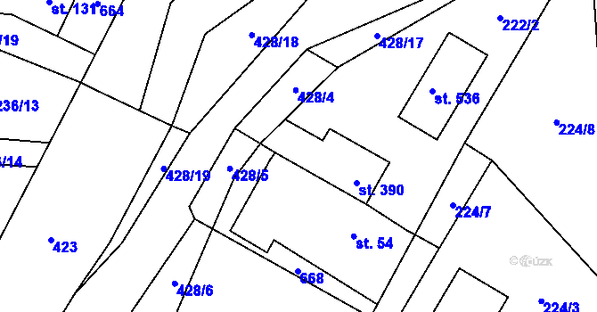 Parcela st. 390 v KÚ Čeperka, Katastrální mapa