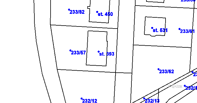 Parcela st. 393 v KÚ Čeperka, Katastrální mapa