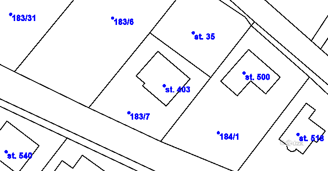 Parcela st. 403 v KÚ Čeperka, Katastrální mapa