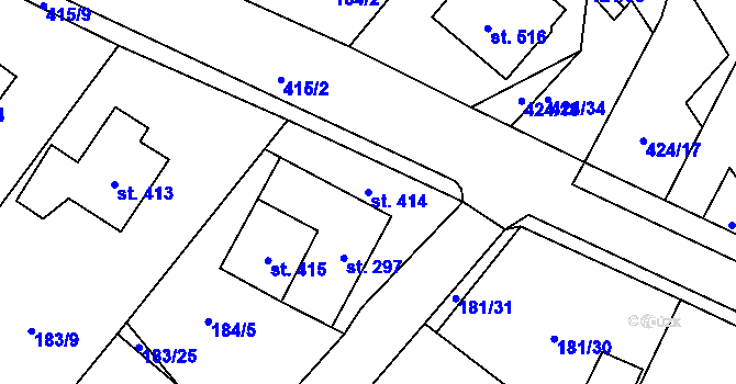 Parcela st. 414 v KÚ Čeperka, Katastrální mapa