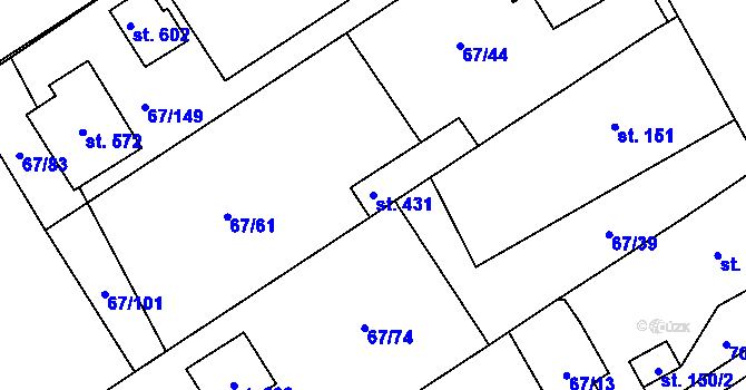 Parcela st. 431 v KÚ Čeperka, Katastrální mapa