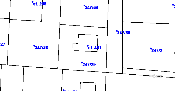 Parcela st. 491 v KÚ Čeperka, Katastrální mapa