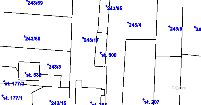 Parcela st. 508 v KÚ Čeperka, Katastrální mapa