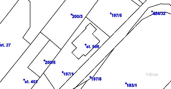 Parcela st. 509 v KÚ Čeperka, Katastrální mapa
