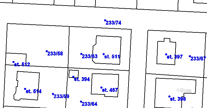 Parcela st. 511 v KÚ Čeperka, Katastrální mapa