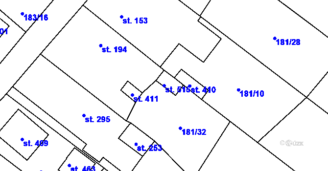 Parcela st. 515 v KÚ Čeperka, Katastrální mapa