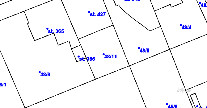 Parcela st. 48/11 v KÚ Čeperka, Katastrální mapa