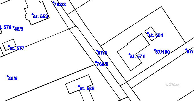 Parcela st. 67/6 v KÚ Čeperka, Katastrální mapa