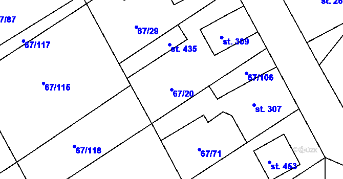 Parcela st. 67/20 v KÚ Čeperka, Katastrální mapa