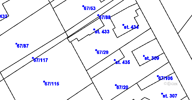 Parcela st. 67/29 v KÚ Čeperka, Katastrální mapa