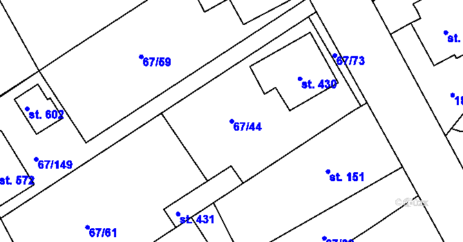 Parcela st. 67/44 v KÚ Čeperka, Katastrální mapa