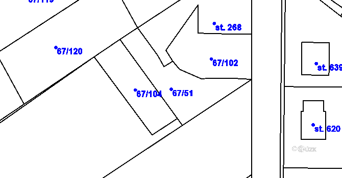 Parcela st. 67/51 v KÚ Čeperka, Katastrální mapa