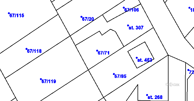 Parcela st. 67/71 v KÚ Čeperka, Katastrální mapa