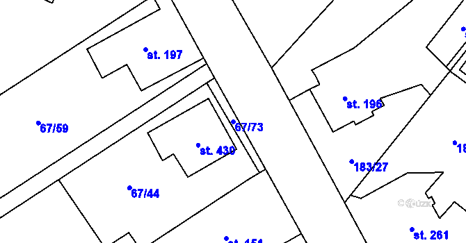Parcela st. 67/73 v KÚ Čeperka, Katastrální mapa
