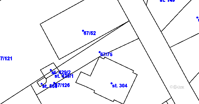 Parcela st. 67/75 v KÚ Čeperka, Katastrální mapa
