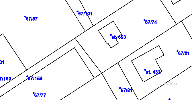 Parcela st. 67/80 v KÚ Čeperka, Katastrální mapa