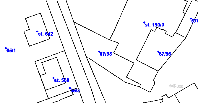 Parcela st. 67/95 v KÚ Čeperka, Katastrální mapa