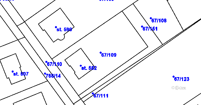 Parcela st. 67/109 v KÚ Čeperka, Katastrální mapa