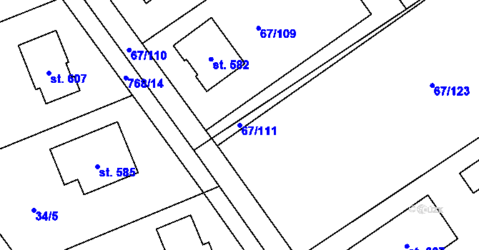 Parcela st. 67/111 v KÚ Čeperka, Katastrální mapa