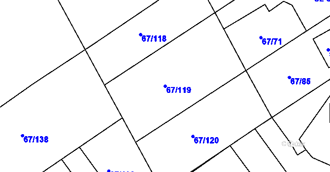 Parcela st. 67/119 v KÚ Čeperka, Katastrální mapa