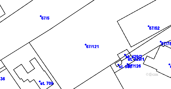 Parcela st. 67/121 v KÚ Čeperka, Katastrální mapa