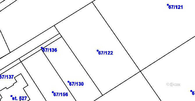 Parcela st. 67/122 v KÚ Čeperka, Katastrální mapa