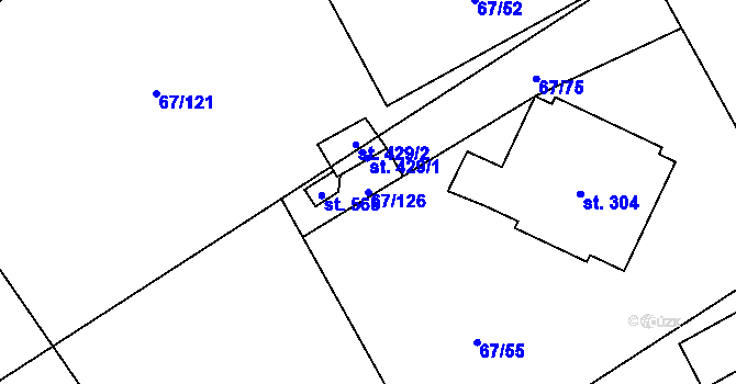 Parcela st. 67/126 v KÚ Čeperka, Katastrální mapa
