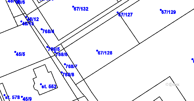 Parcela st. 67/128 v KÚ Čeperka, Katastrální mapa