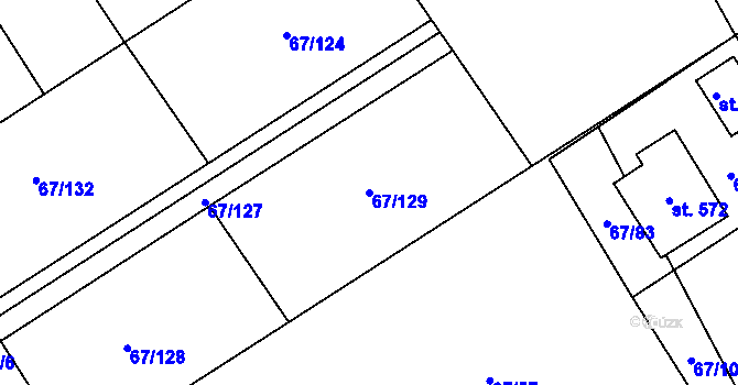Parcela st. 67/129 v KÚ Čeperka, Katastrální mapa