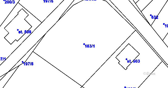 Parcela st. 183/1 v KÚ Čeperka, Katastrální mapa