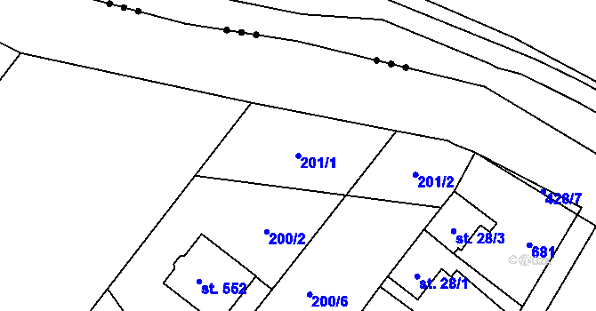 Parcela st. 201/1 v KÚ Čeperka, Katastrální mapa