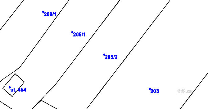 Parcela st. 205/2 v KÚ Čeperka, Katastrální mapa