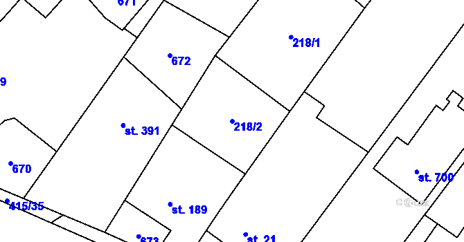 Parcela st. 218/2 v KÚ Čeperka, Katastrální mapa