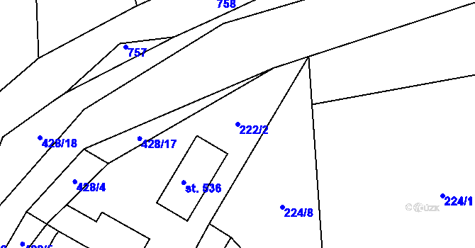 Parcela st. 222/2 v KÚ Čeperka, Katastrální mapa