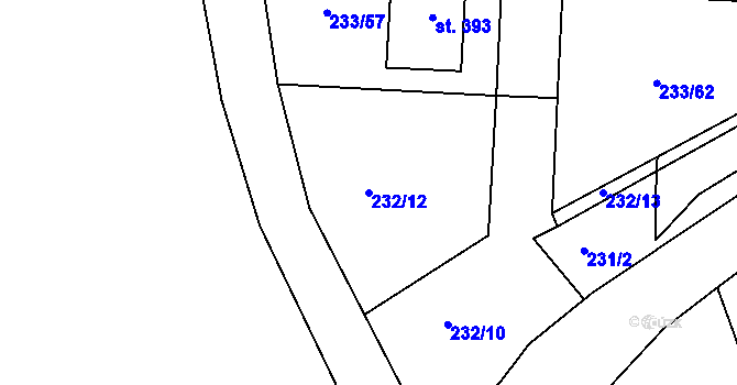 Parcela st. 232/12 v KÚ Čeperka, Katastrální mapa