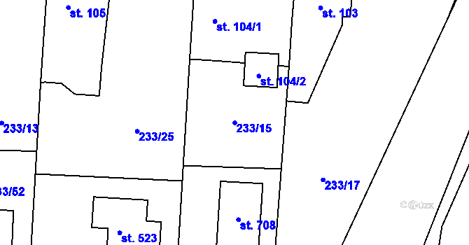 Parcela st. 233/15 v KÚ Čeperka, Katastrální mapa
