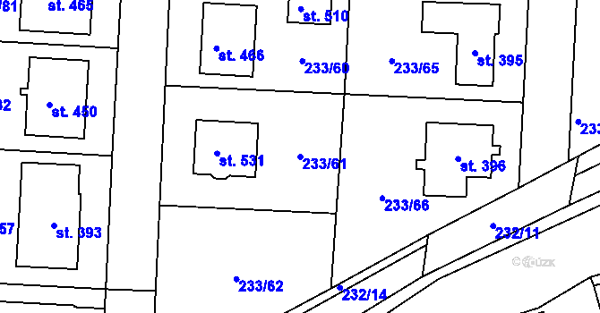 Parcela st. 233/61 v KÚ Čeperka, Katastrální mapa