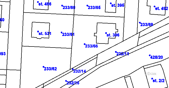 Parcela st. 233/66 v KÚ Čeperka, Katastrální mapa
