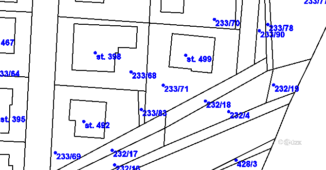 Parcela st. 233/71 v KÚ Čeperka, Katastrální mapa