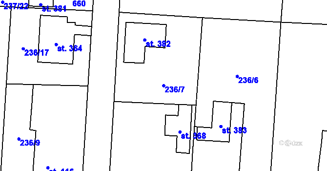 Parcela st. 236/7 v KÚ Čeperka, Katastrální mapa