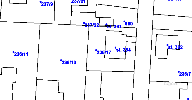 Parcela st. 236/17 v KÚ Čeperka, Katastrální mapa